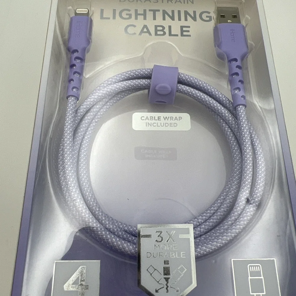 iHome 4ft. iPhone - iPad Fabric Braided Lightning‎ Cable - Purple - Durable